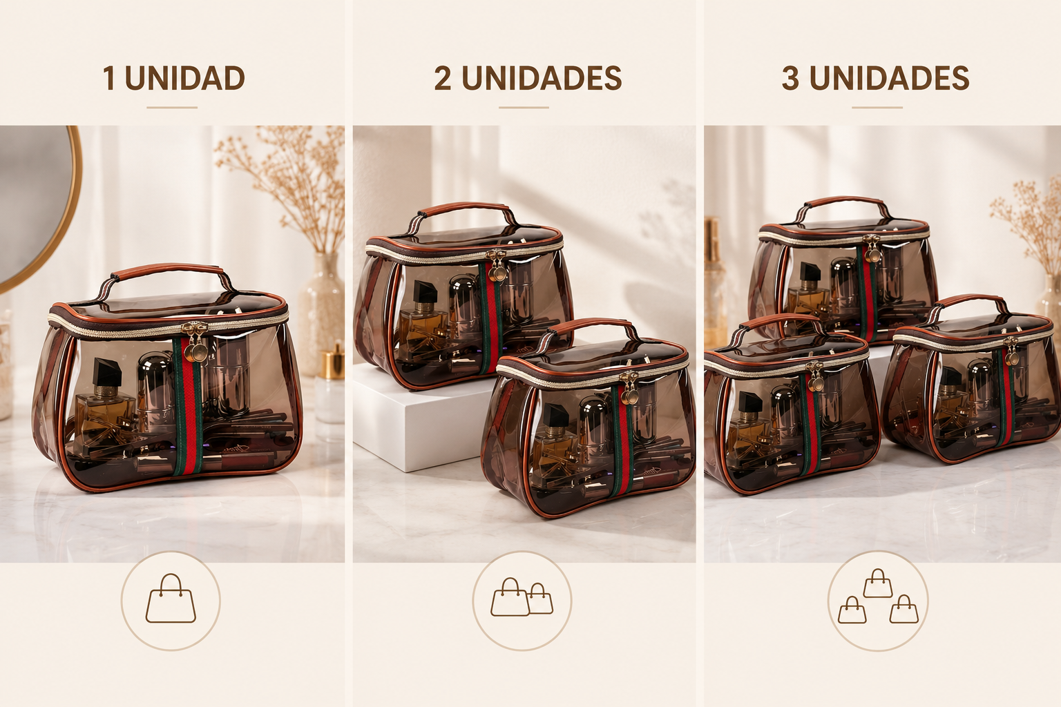 Clear Waterproof Makeup Organizer with Handle