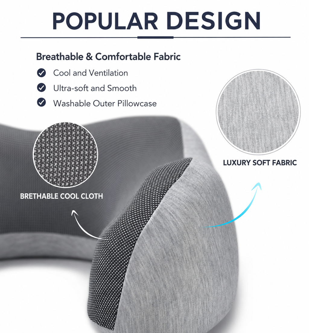 Premium Memory Foam Travel Neck Pillow