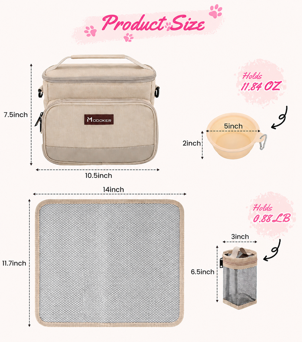 Premium Pet Travel Organizer with Food Containers