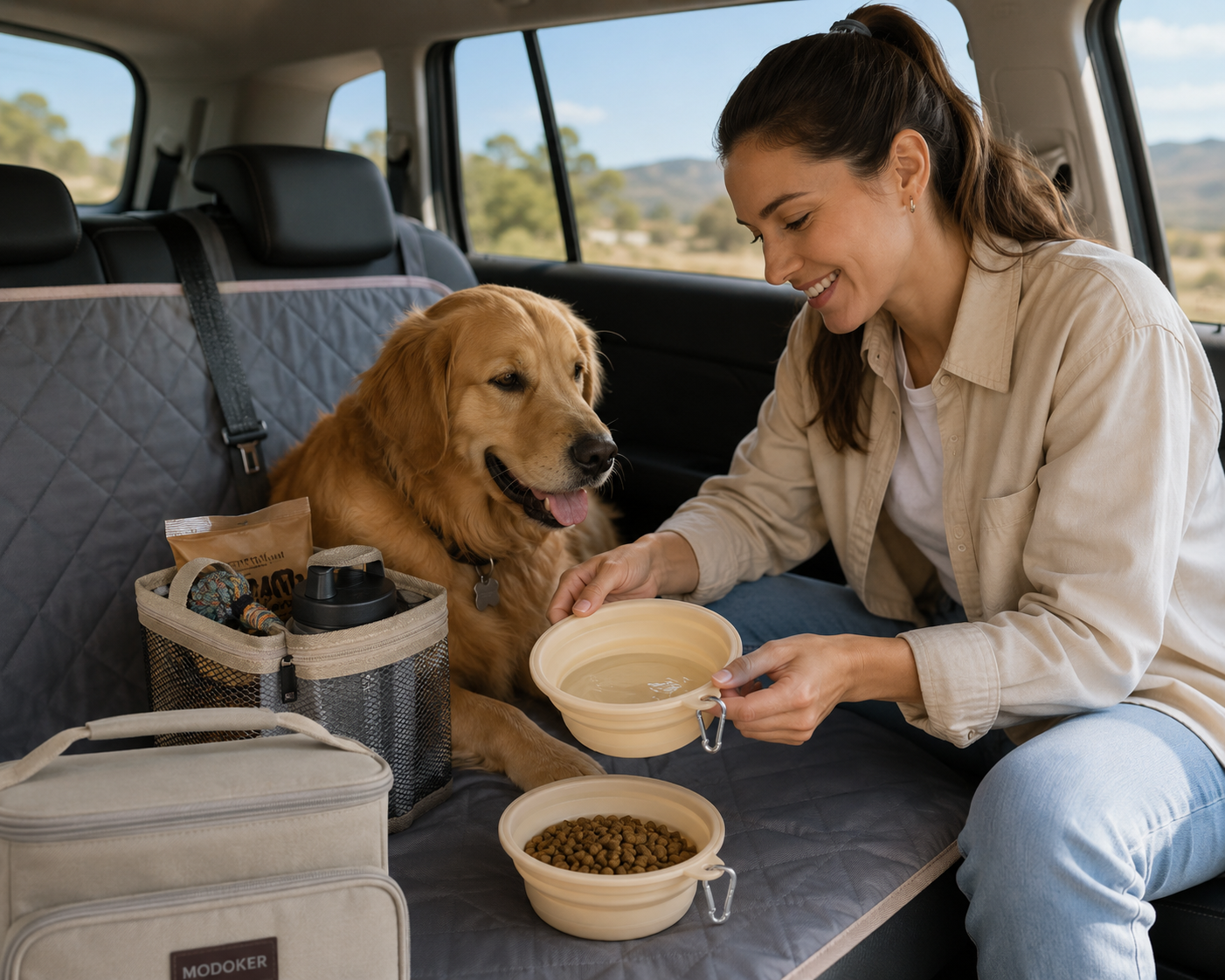 Premium Pet Travel Organizer with Food Containers