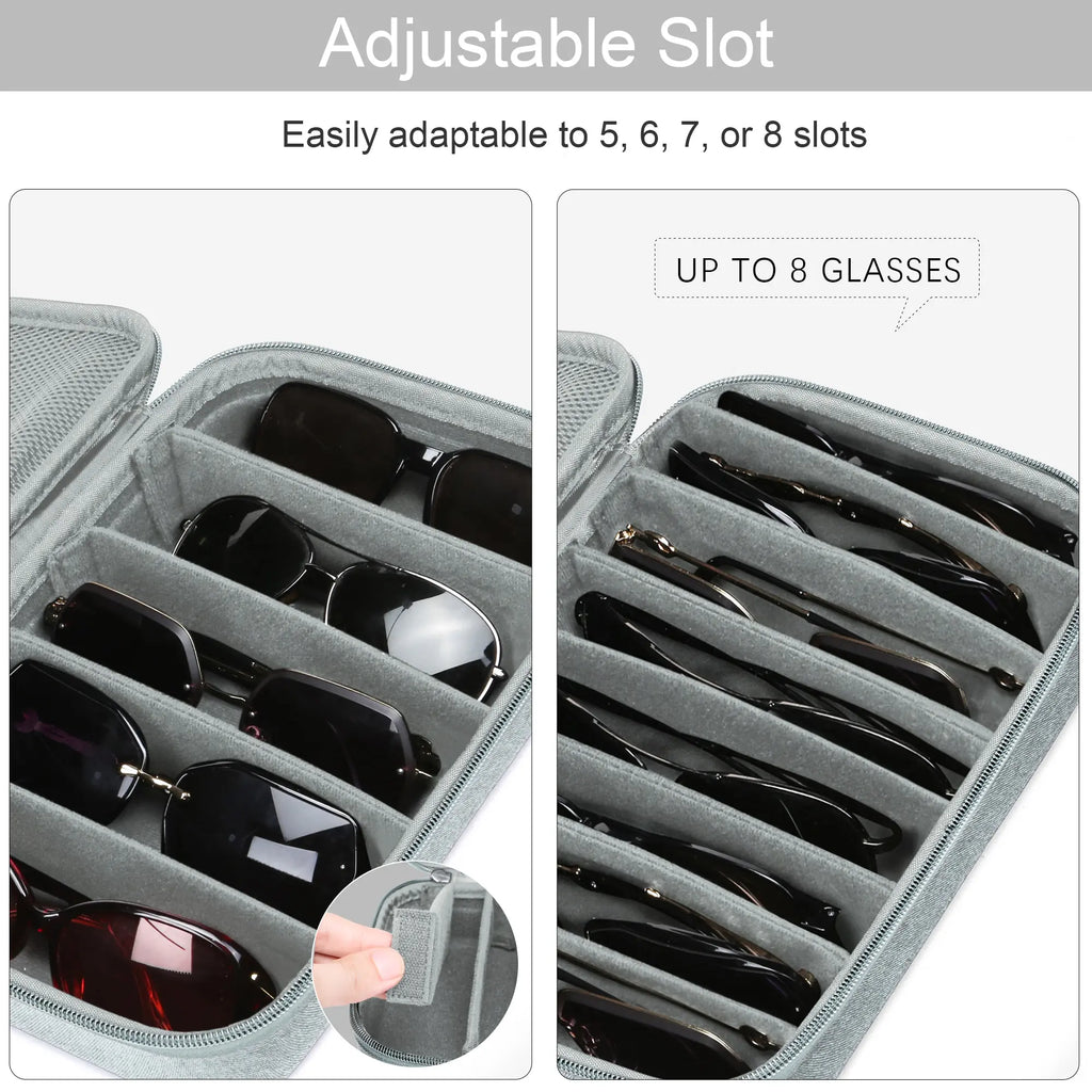 Hard Shell Multi-Pair Glasses Holder - Carry-On, Pouches, Zip, Modern, Travel-Friendly Travel Organizer for Men & Women, Portable Sunglasses Case, Carry-On Travel Organizers, Pouches Travel Organizers
