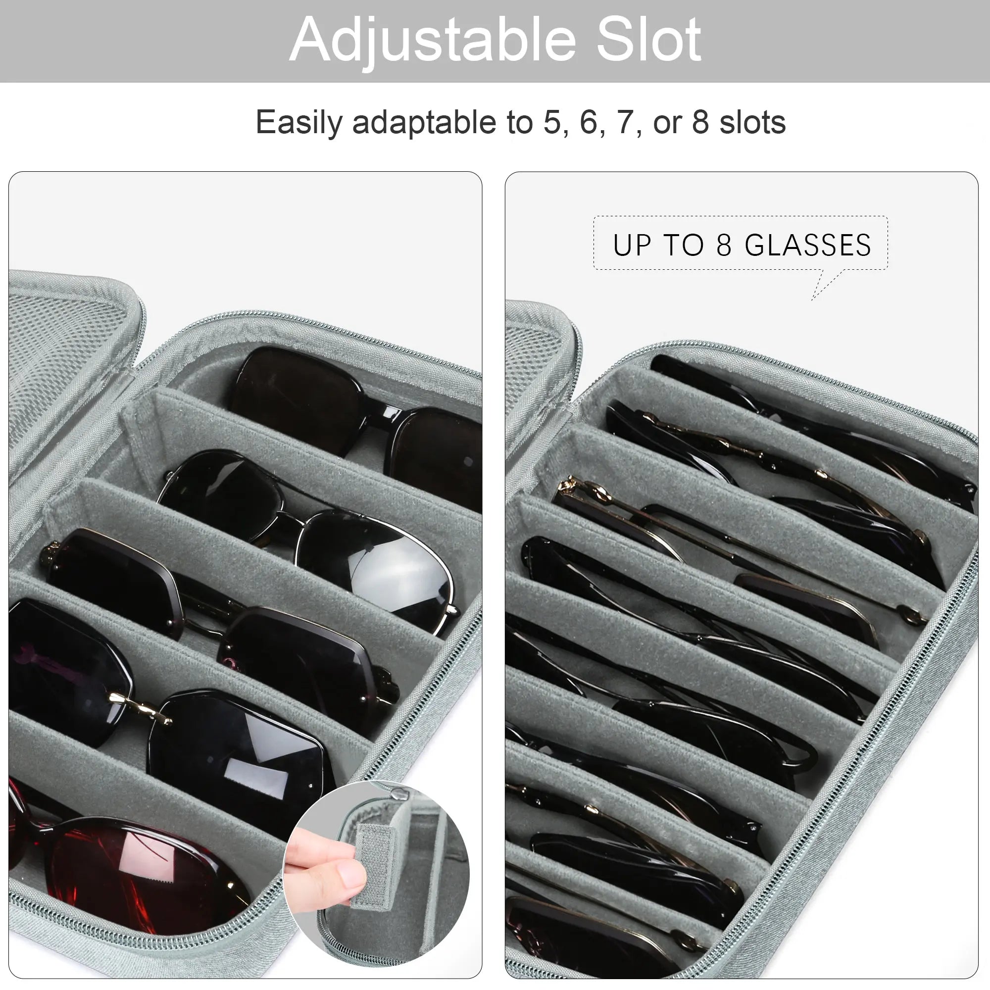 Hard Shell Multi-Pair Glasses Holder - Carry-On, Pouches, Zip, Modern, Travel-Friendly Travel Organizer for Men & Women, Portable Sunglasses Case, Carry-On Travel Organizers, Pouches Travel Organizers