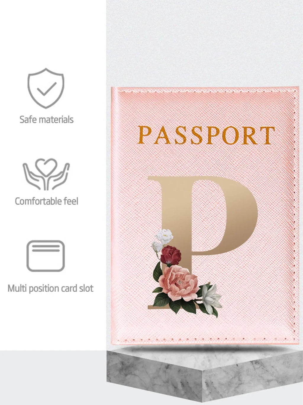 Floral & Letter Pattern Passport Holder, Lightweight Travel Document Holder, Travel Passport Flight Ticket Case, Unisex Id & Card Protector Cover for Holidays and Everyday Use, Travel Accessories, Travel Essentials