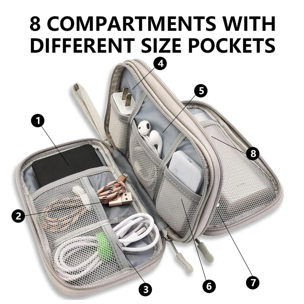 Cable Storage Bag, Portable Double Layer Makeup Storage Box, Waterproof Stationary Storage Container, Travel Organization Pouch for Outdoor Travel, Travel Organizer, Travel Essentials, Travel Gear, Gift Choice #GLOBAL PICKS