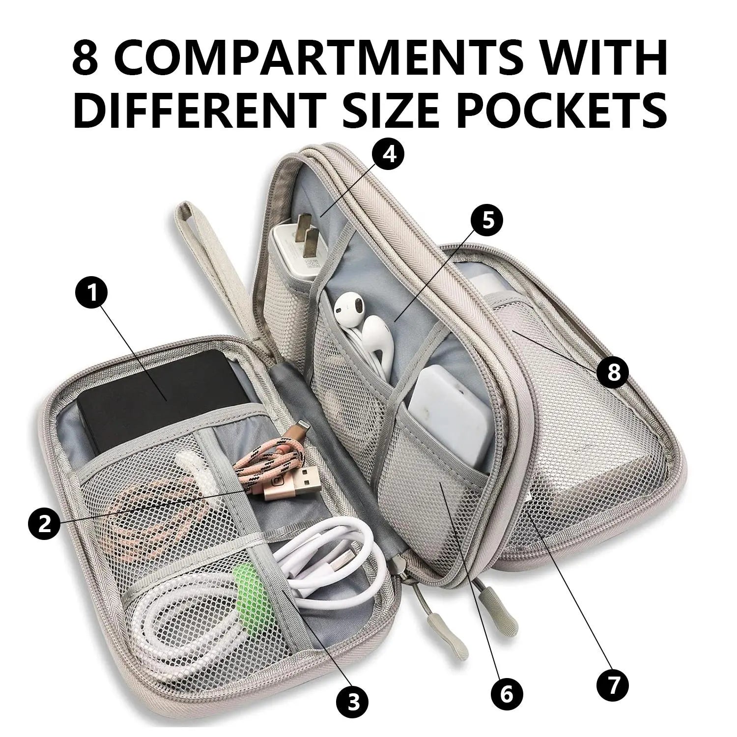 Cable Storage Bag, Portable Double Layer Makeup Storage Box, Waterproof Stationary Storage Container, Travel Organization Pouch for Outdoor Travel, Travel Organizer, Travel Essentials, Travel Gear, Gift Choice #GLOBAL PICKS