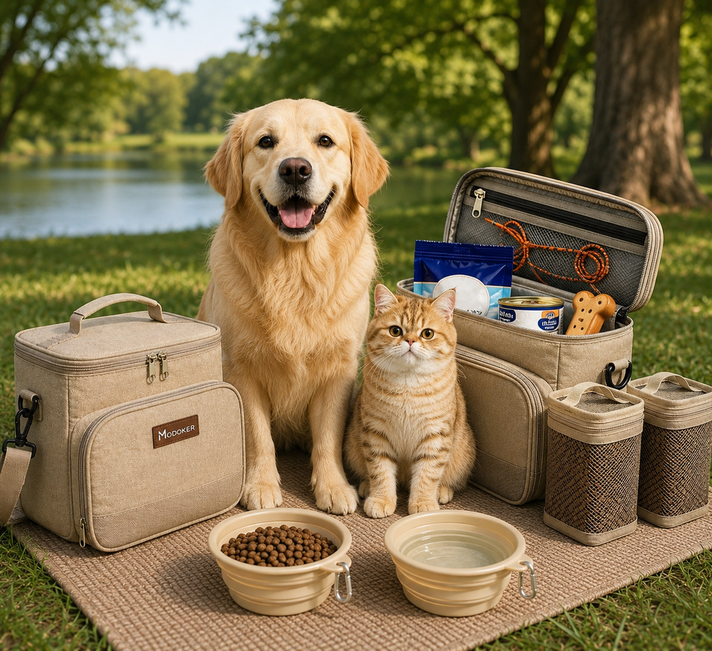 Premium Pet Travel Organizer with Food Containers