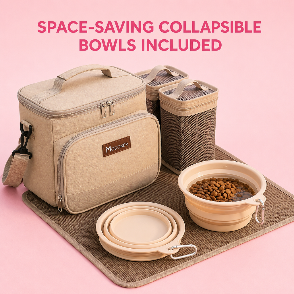 Premium Pet Travel Organizer with Food Containers
