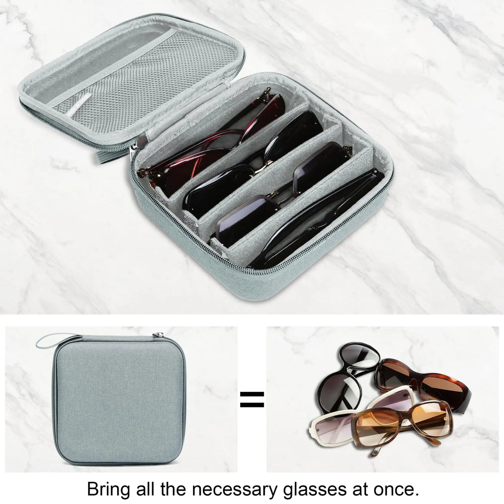 Hard Shell Multi-Pair Glasses Holder - Carry-On, Pouches, Zip, Modern, Travel-Friendly Travel Organizer for Men & Women, Portable Sunglasses Case, Carry-On Travel Organizers, Pouches Travel Organizers
