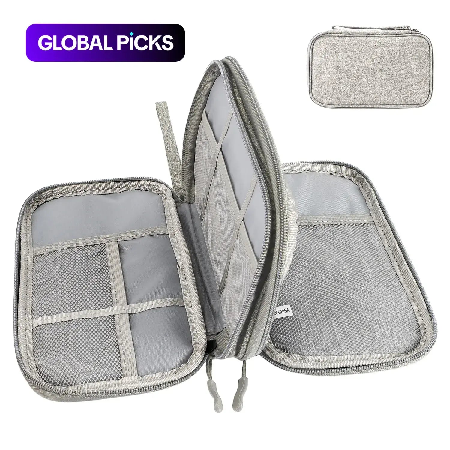 Cable Storage Bag, Portable Double Layer Makeup Storage Box, Waterproof Stationary Storage Container, Travel Organization Pouch for Outdoor Travel, Travel Organizer, Travel Essentials, Travel Gear, Gift Choice #GLOBAL PICKS