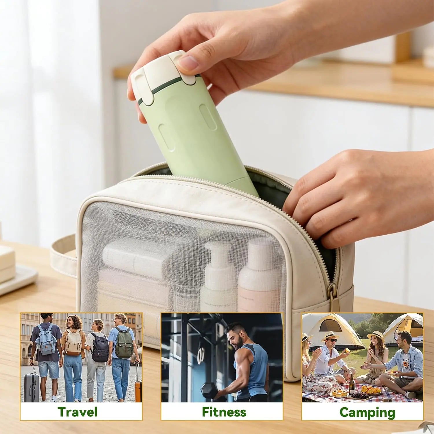 Travel Dispenser, Travel Bottles for Toiletries, 4-In-1 Travel Dispenser Bottle Refillable Leakproof Design 4-In-1 Travel Refill Bottle Portable Travel Size