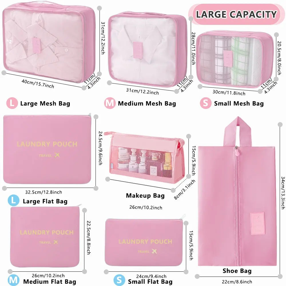 8Pcs/13Pcs Packing Cubes for Suitcases, Travel Luggage Organizer, Essential Travel Accessories, Travel Organizer Set, Shoe/Laundry/Underwear/Makeup Bags, for Women & Men, Travel Organization Pouch, Travel Gear, Travel Sets