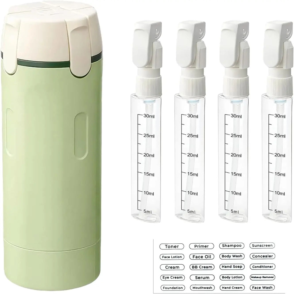 Travel Dispenser, Travel Bottles for Toiletries, 4-In-1 Travel Dispenser Bottle Refillable Leakproof Design 4-In-1 Travel Refill Bottle Portable Travel Size