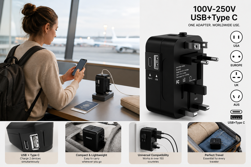 Universal Travel Plug Adapter with 2 USB Ports