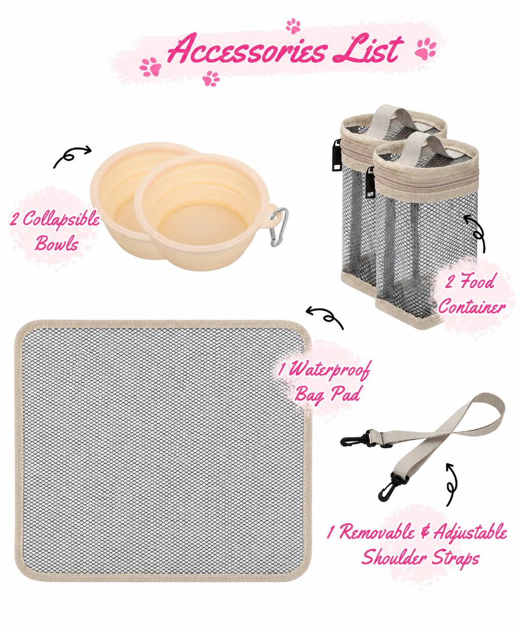 Premium Pet Travel Organizer with Food Containers