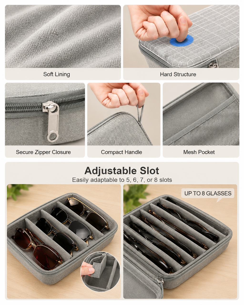 Hard Shell Multi-Pair Glasses Organizer