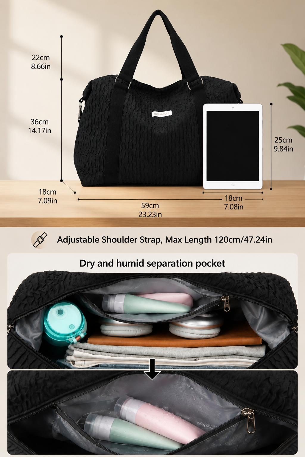Large Capacity Foldable Travel Duffel Bag