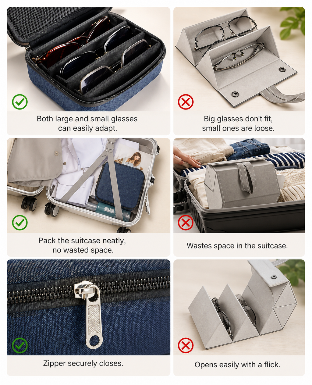 Hard Shell Multi-Pair Glasses Organizer
