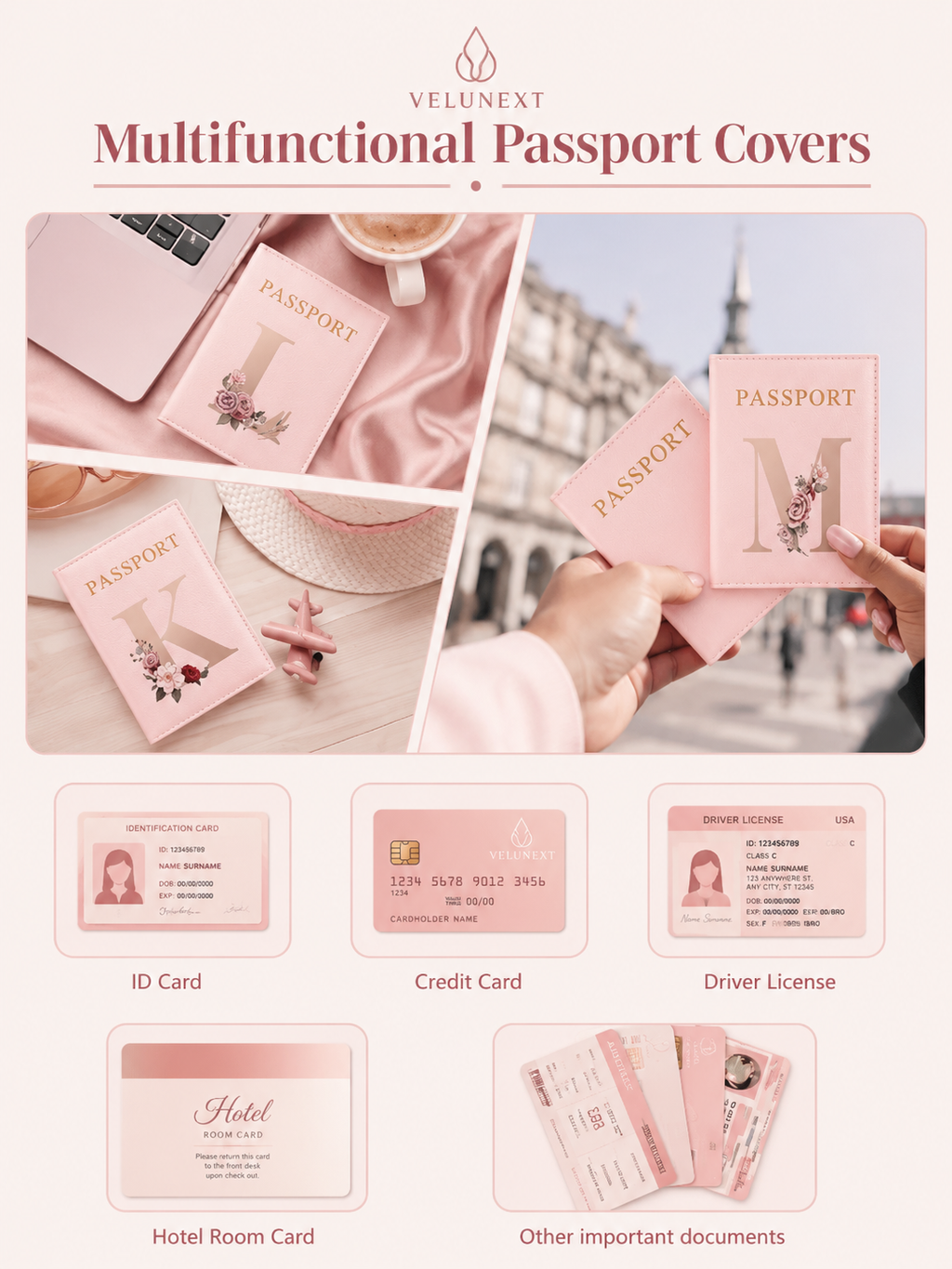 Travel Document Holder for Passport & Cards