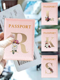 Floral & Letter Pattern Passport Holder, Lightweight Travel Document Holder, Travel Passport Flight Ticket Case, Unisex Id & Card Protector Cover for Holidays and Everyday Use, Travel Accessories, Travel Essentials