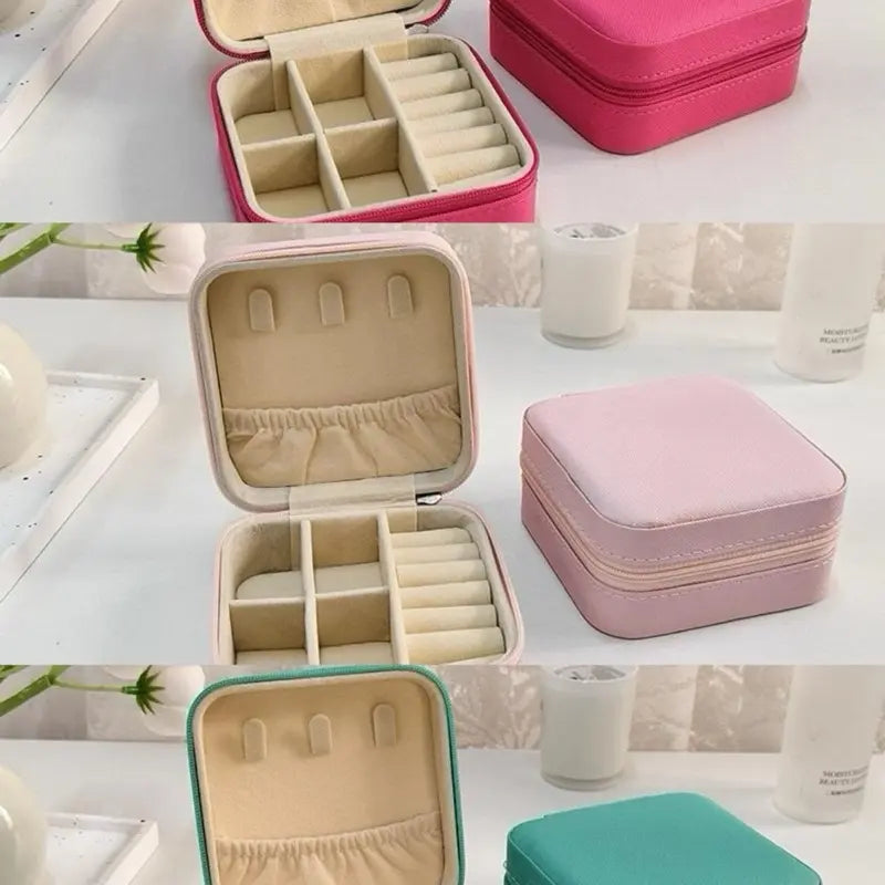 Travel Jewelry Case Travel Jewelry Box Travel Jewelry Organizer Small Jewelry Organizer Box Gift for Girls Women with Mirror Pink