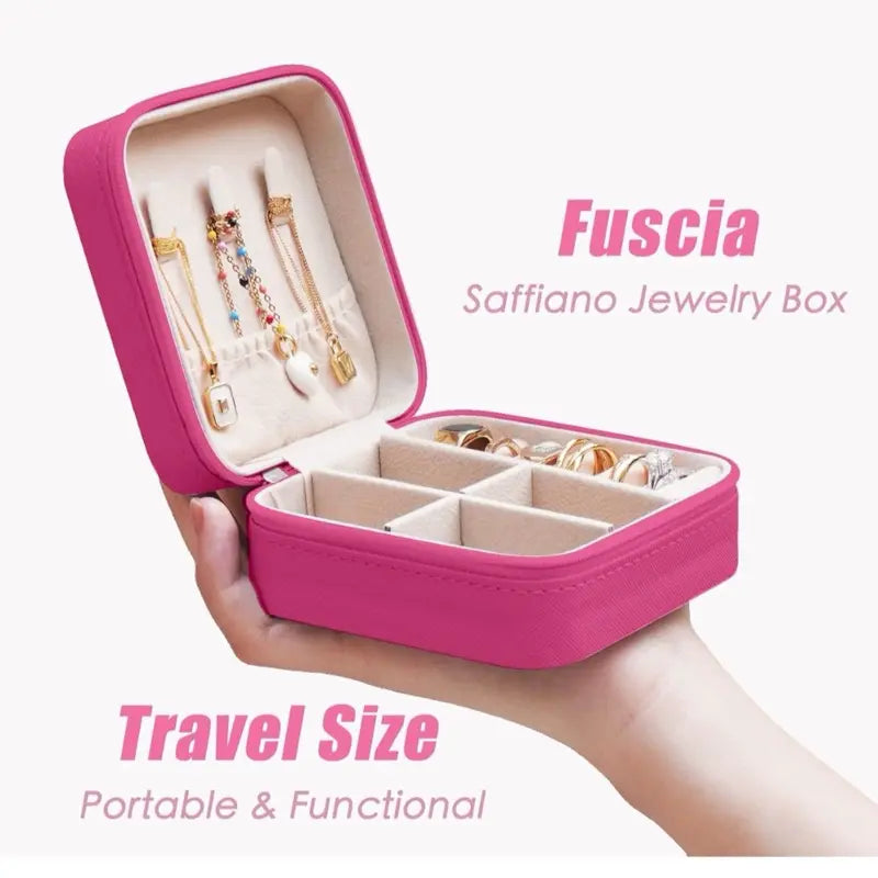 Travel Jewelry Case Travel Jewelry Box Travel Jewelry Organizer Small Jewelry Organizer Box Gift for Girls Women with Mirror Pink