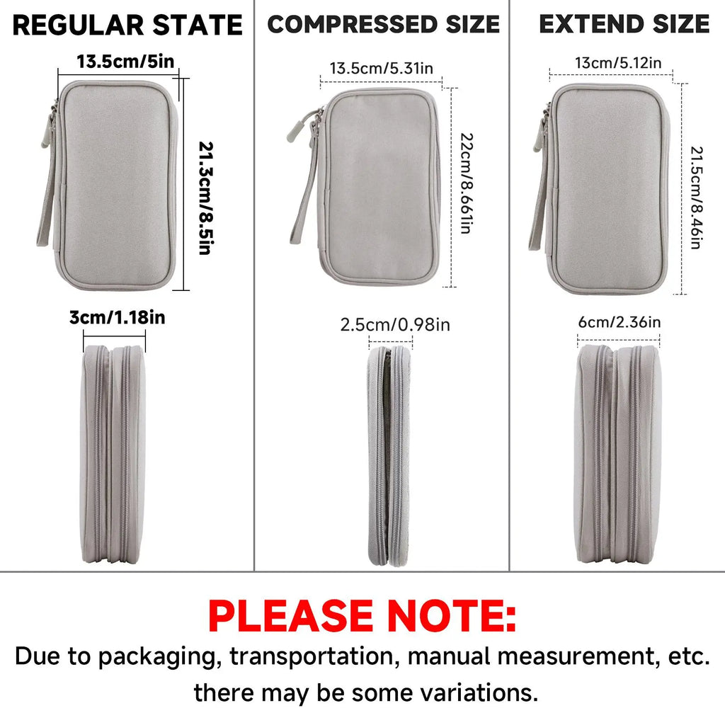 Cable Storage Bag, Portable Double Layer Makeup Storage Box, Waterproof Stationary Storage Container, Travel Organization Pouch for Outdoor Travel, Travel Organizer, Travel Essentials, Travel Gear, Gift Choice #GLOBAL PICKS