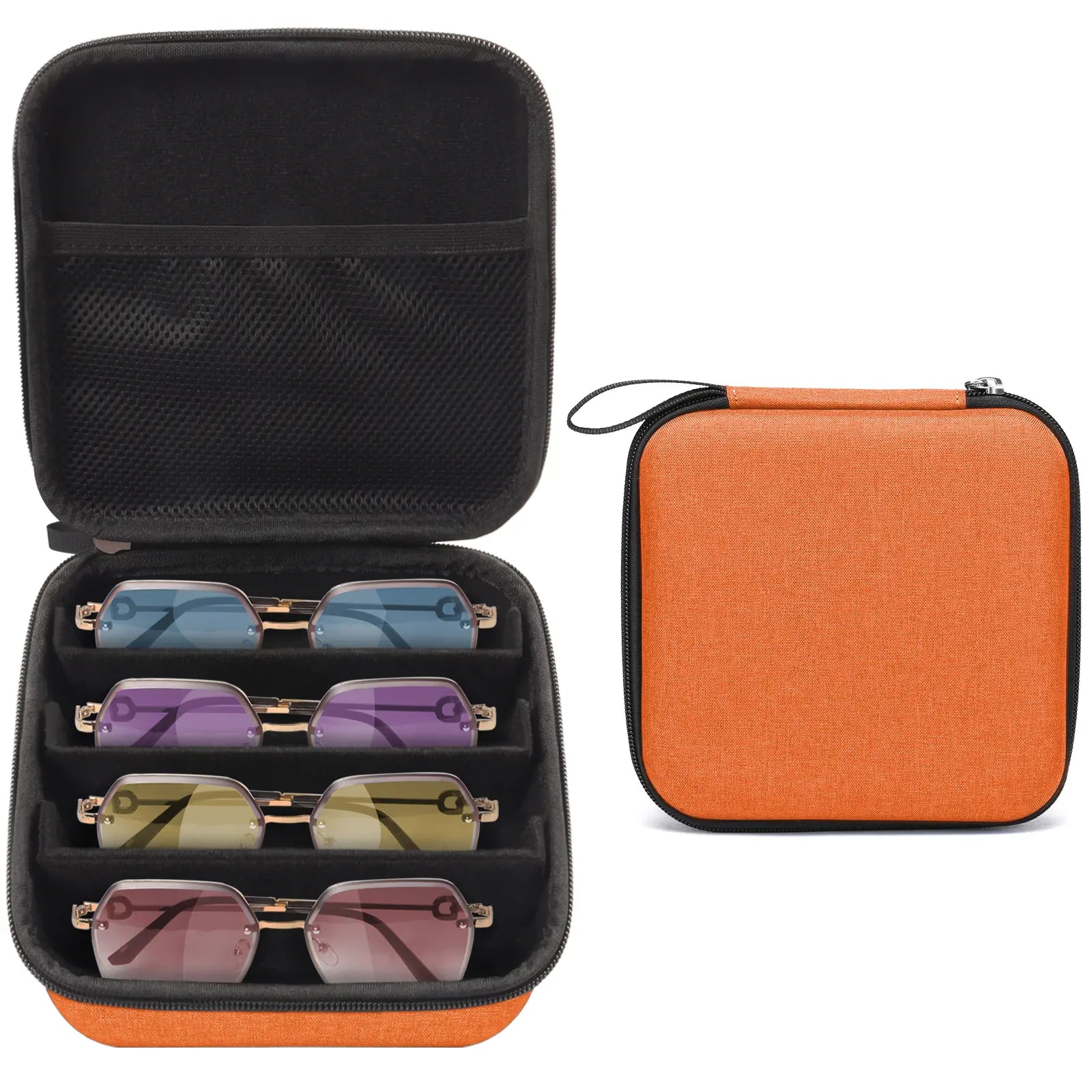 Hard Shell Multi-Pair Glasses Holder - Carry-On, Pouches, Zip, Modern, Travel-Friendly Travel Organizer for Men & Women, Portable Sunglasses Case, Carry-On Travel Organizers, Pouches Travel Organizers