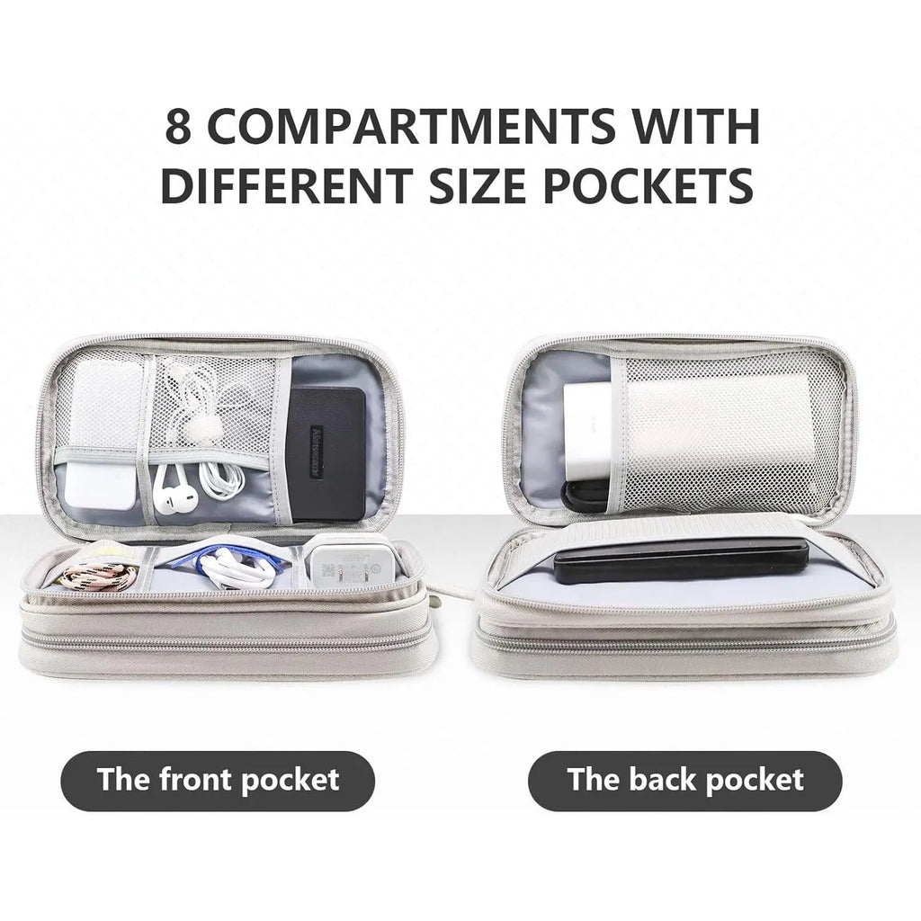 Cable Storage Bag, Portable Double Layer Makeup Storage Box, Waterproof Stationary Storage Container, Travel Organization Pouch for Outdoor Travel, Travel Organizer, Travel Essentials, Travel Gear, Gift Choice #GLOBAL PICKS