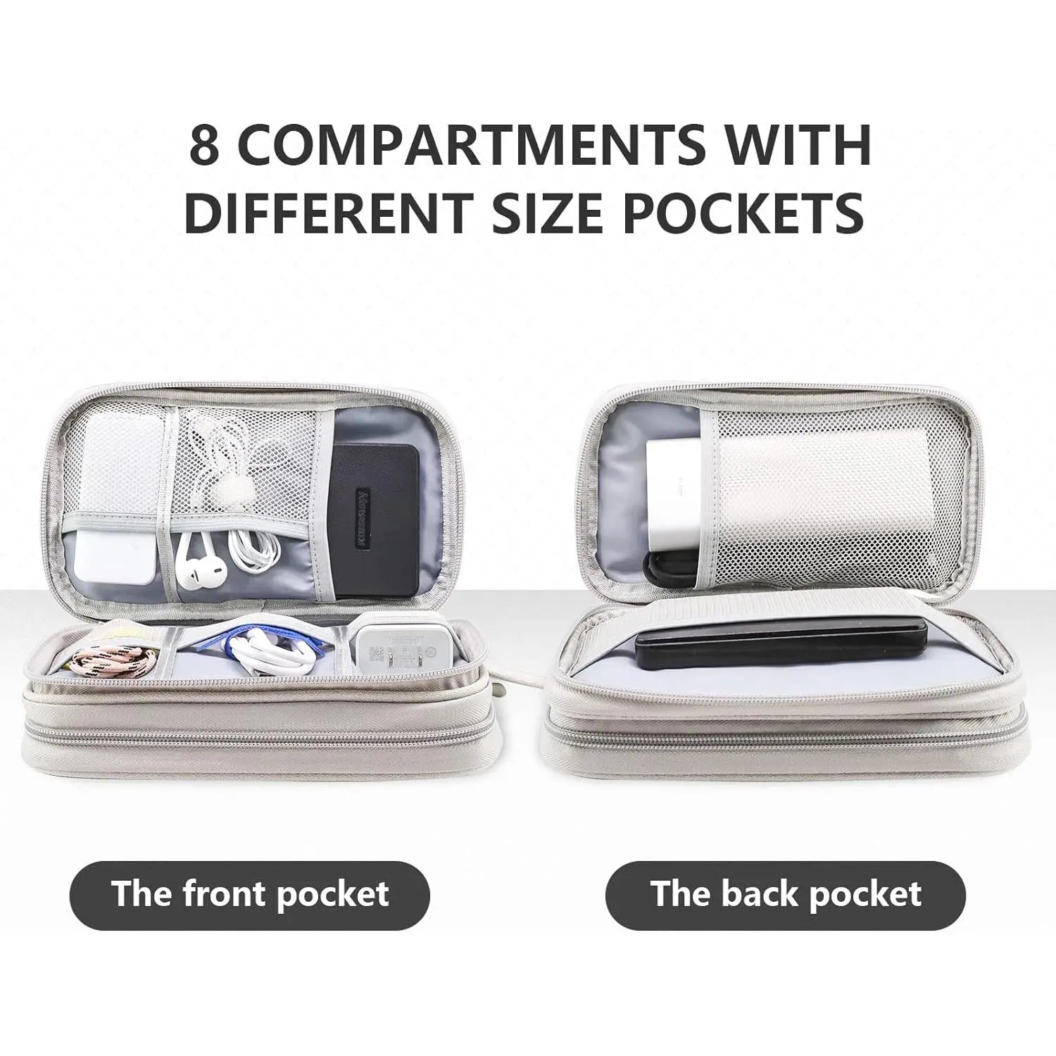 Cable Storage Bag, Portable Double Layer Makeup Storage Box, Waterproof Stationary Storage Container, Travel Organization Pouch for Outdoor Travel, Travel Organizer, Travel Essentials, Travel Gear, Gift Choice #GLOBAL PICKS
